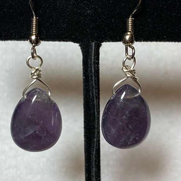 SJC Amethyst Earrings w/StainSteel Ear Wires - Picture 2 of 5